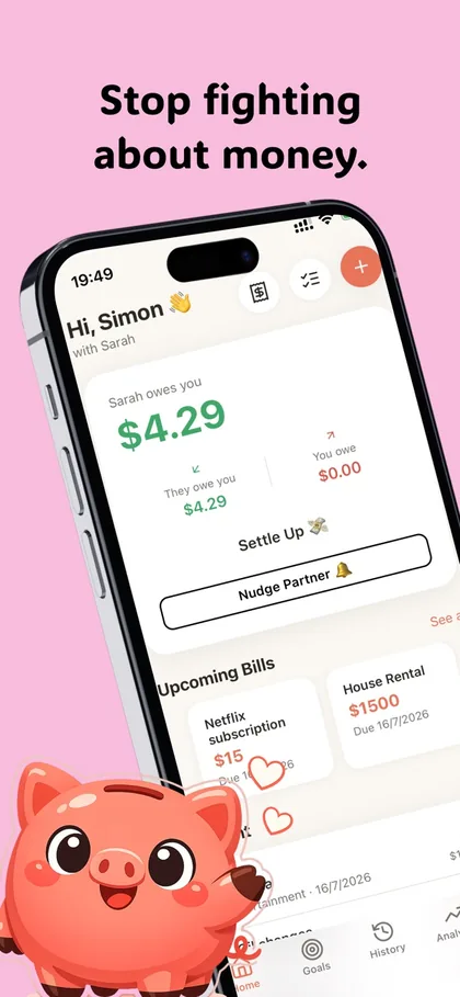 Mutual app home screen showing who owes whom